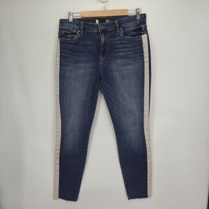 Kut from the Kloth Donna High Rise Ankle Jeans Side Ribbon Detail Size 10
